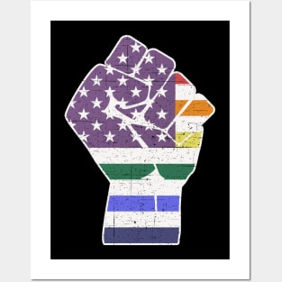 Vintage Raised Clinched Fist Love Is Love Gay American Flag Posters and Art